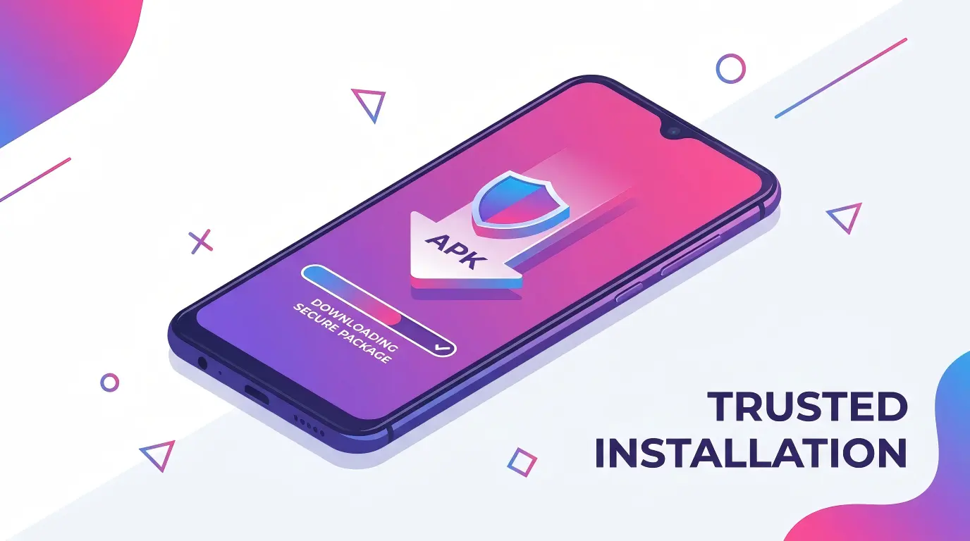 Insta Pro APK fictional application interface shown on a download page mockup